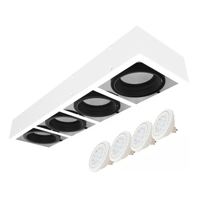 Plafon Cardanico 4 Luces Blanco Lineal + Lámpara Led Ar111