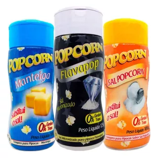 Combo 3 Temperos Pipoca Popcorn Sabores Manteiga, Flavapop