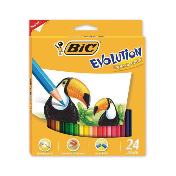 Lapices De Colores Bic Evolution Largos X 24