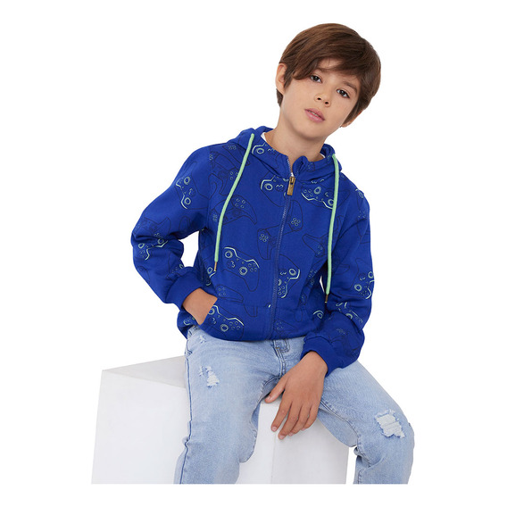 Polerón Niño Kids Zipper Azul Corona