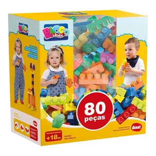 Blocos De Montar Encaixar Infantil 80 Peças Mk380 - Dismat