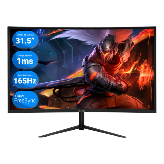 Monitor Gamer Curvo Kolke 31,5 Full Hd 165hz 1ms Freesync Color Negro