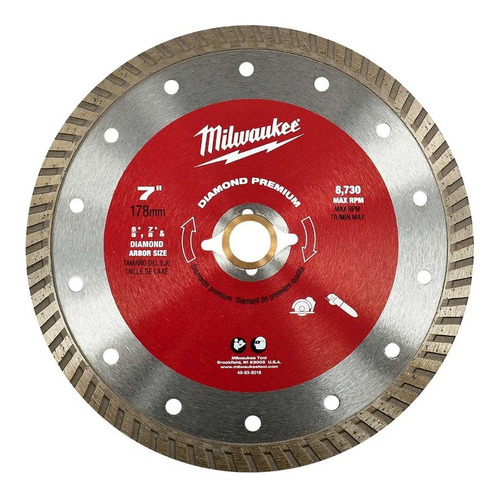 Disco Diamantado Milwaukee 49-93-8018 7 PuLG Color Rojo