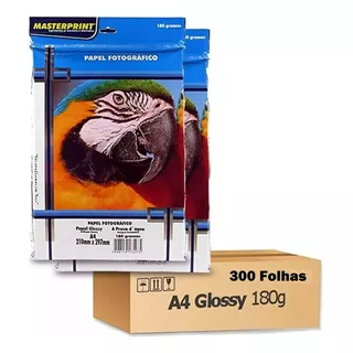 Papel Fotográfico Masterprint 180g A4 Glossy Kit 300 Folhas Cor Branco