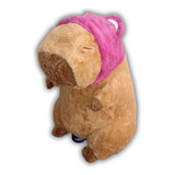 Capivara  Pelúcia Antialérgica Grande 40cm Touca Rosa