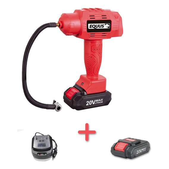 Inflador Pistola + Cargador 20 V + Bateria 2.0 Equus Color Rojo