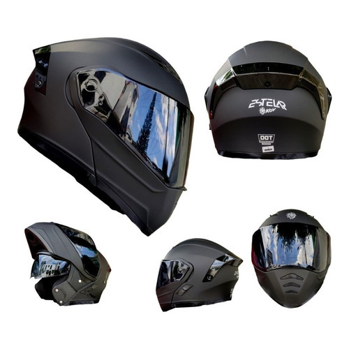 Casco Moto Kov Nebula Abatible Con Gafas Dot Color Negro mate Tamaño del casco S