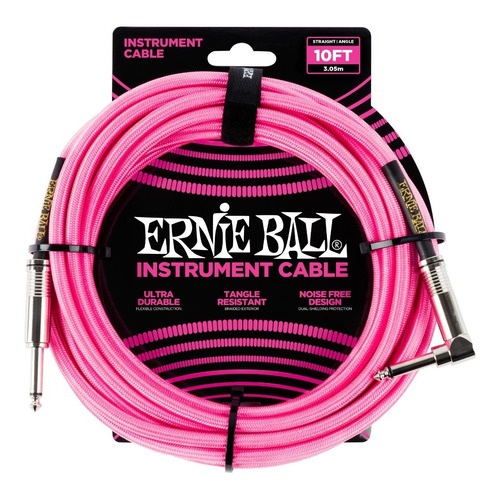 Ernie Ball Cable Para Instrumento P06078 3 Mts Rosa