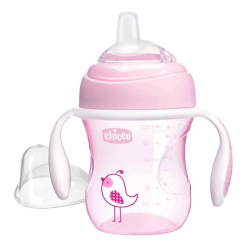 Vaso para bebés con aza antiderrame Chicco Transition Cup de Passarinha color rosa de 200mL