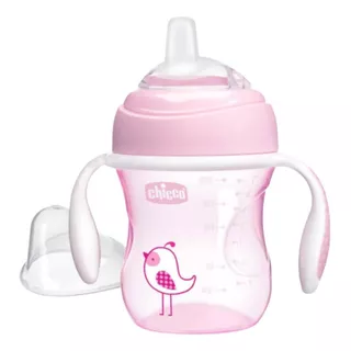 Vaso Para Bebés Con Aza Antiderrame Chicco Transition Cup De Passarinha Color Rosa De 200ml