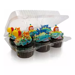 Cajas De 6 Compartimentos Para Cupcakes Transparentes Con Ta
