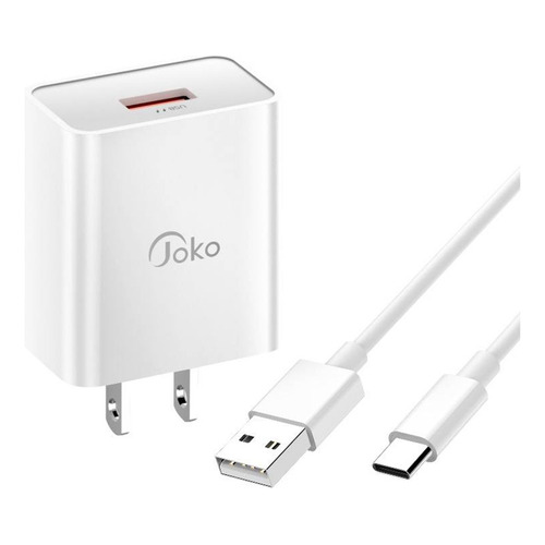 Cubo Cargador Entrada Usb + Cable Tipo C 5.0a Carga Rápida Color Blanco