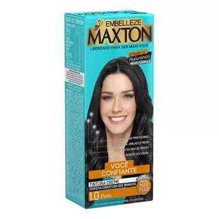 Kit Tinte Maxton  Tintura Creme Tom 1.0 Preto Para Cabelo