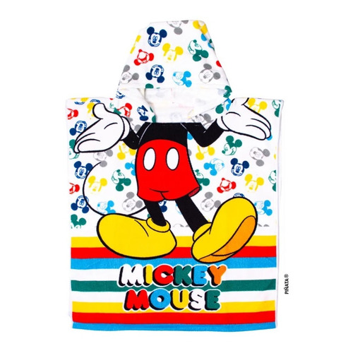 Poncho De Toalla Toallon Con Capucha Disney Piñata Manias Color Mickey Mouse