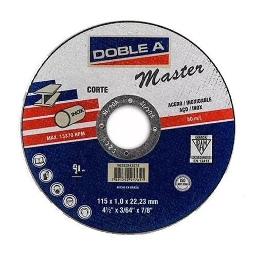 Disco De Corte Recto Master Acero 115 X 1,0 Doble A Mm
