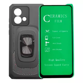 Funda Estuche Reforzado + Vidrio Cerámico Motorola G84