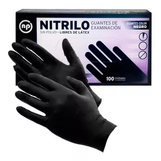 Guantes Descartables Antideslizantes Np Color Negro Talle S De Nitrilo X 100 Unidades