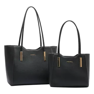 Bolsa Feminina Chenson Kit Com 2 Bag Dupla Ombro 3484215 Cor Preto