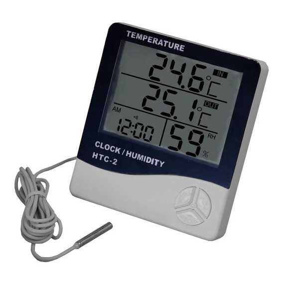 Higrometro Reloj Alarma Termometro Humedad Interior Exterior