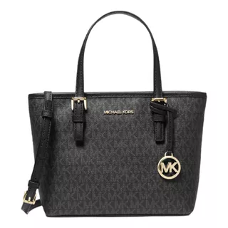 Bolsa Michael Kors Jet Set Extra Small Top Zip Tote Original Acabado De Los Herrajes Dorado Color Negro Color De La Correa De Hombro Negro