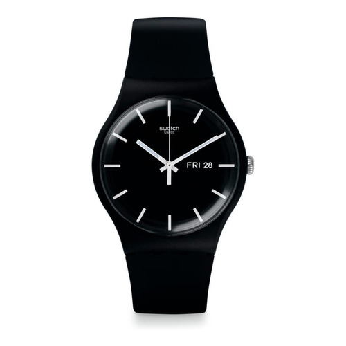 Reloj Swatch Mono Black De Silicona Hombre Mujer