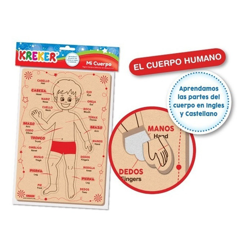 Cuerpo Humano Juego Encastre Didactico Ingles/español Kreker