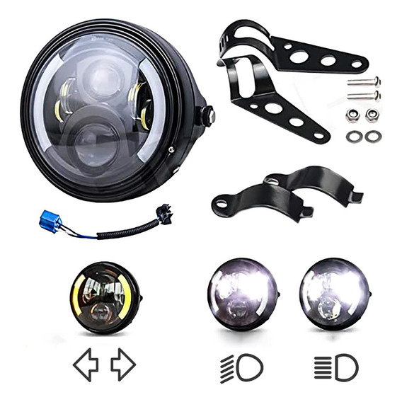 Faro De Luz De Giro De 7 In Para Moto Universal Con Soporte