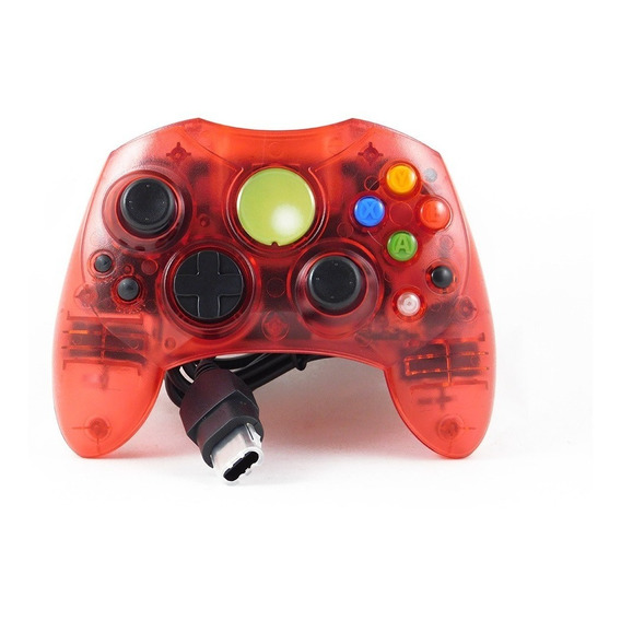 Control Para Xbox Clásico Alámbrico Genérico Cristal Rojo