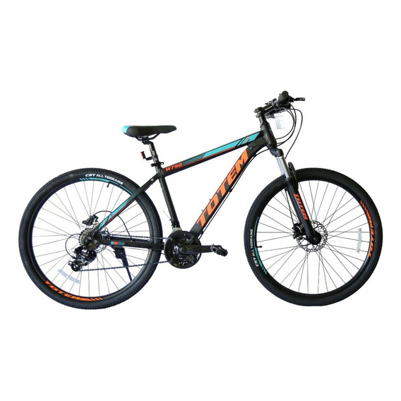 Mountain bike Totem W790 R27.5 17" 24v frenos de disco hidráulico cambios Shimano Tourney TY300 color negro/naranja con pie de apoyo