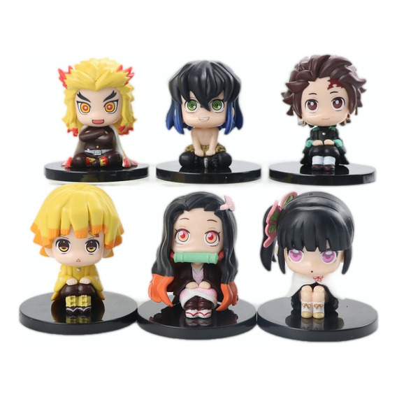 Set 6 Piezas Demon Slayer Anime Colección Figuras De Juguete