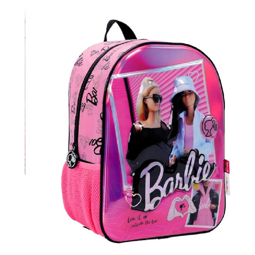 Mochila Espalda Barbie Relieve 14 Pulgadas Wabro Color Rosa