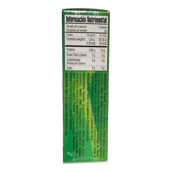 Reumoflex Verde 30 Capletas De 800 Mg Ypenza. Sabor Sin Sabor