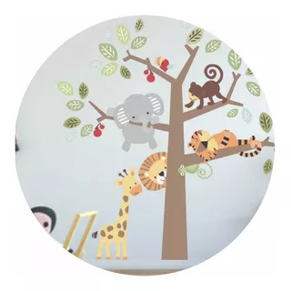 Vinilo Decorativo Infantil Arbol Con Animales Bebe 190x190