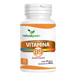 Vitamina B9 60 Cápsulas De 600mg Suplemento Natural Green