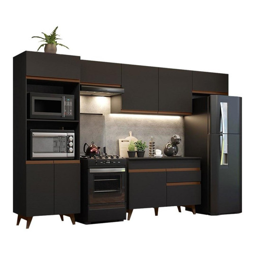 Madesa 330001 Reims Cocina completa con armario y encimera color negro