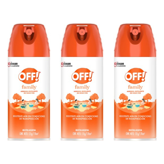 Repelente Off Mosquitos Insectos Familiar Camping 170ml X 3