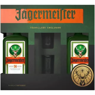  Licor Jagermeister Pack 2x 500ml + 2 Shots 