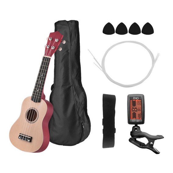 Ukelele Soprano Acústico De 21 Pulgadas, Kit De Ukelele Par