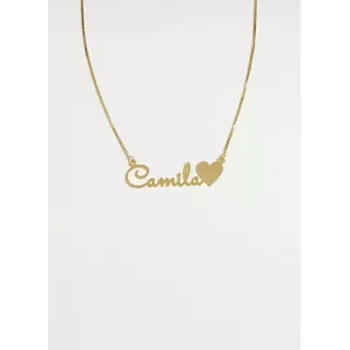 Colar Personalizado Nome Com Coração Banhado A Ouro 18 K