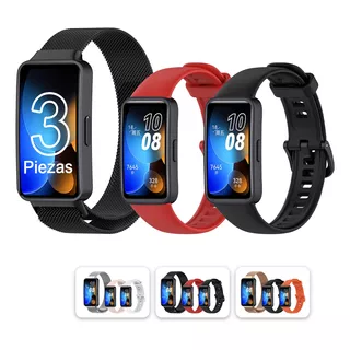 3 Pzs Correa Magnética Acero Silicon Para Huawei Band 8