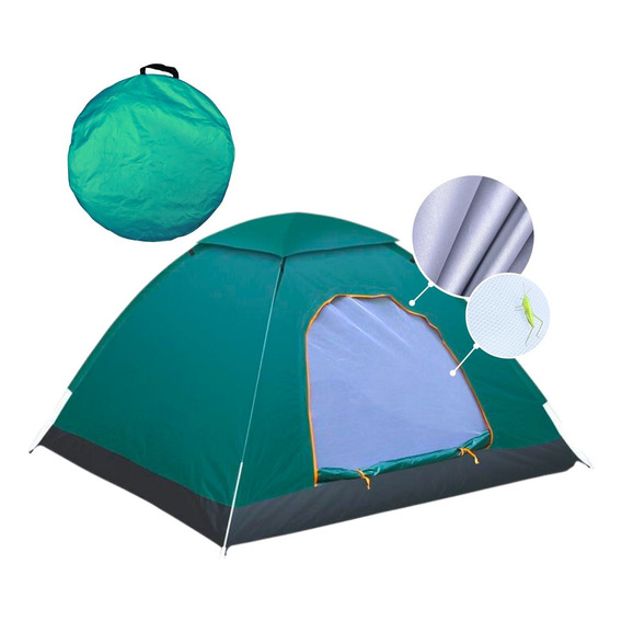 Carpa 2-3 Persona 200*200*110cm Instantánea Pop Up Con Protección Uv Interior Plateado Tienda Impermeable Malla Anti Insectos Mosquitos. Verde. Hapy