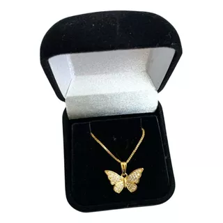 Colar Borboleta Zircônia Veneziana Banhado Ouro 18k 