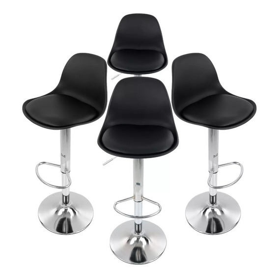 Set 4 Sillas de bar con reposapiés altura ajustable y diseño ergonómico Gaon GN-BRS01