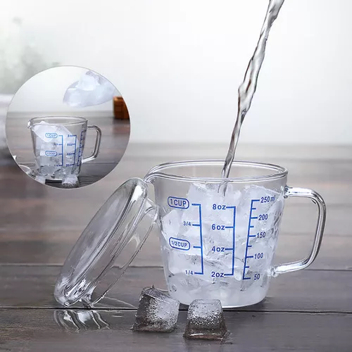 Vaso medidor de vidrio de borosilicato, transparente, digital, con marca de  garrapatas, vaso de leche de polvo líquido, taza de escala transparente