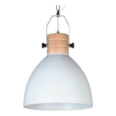 Lampara Colgante Deco Burgos Madera Vintage Apto Led Blanco