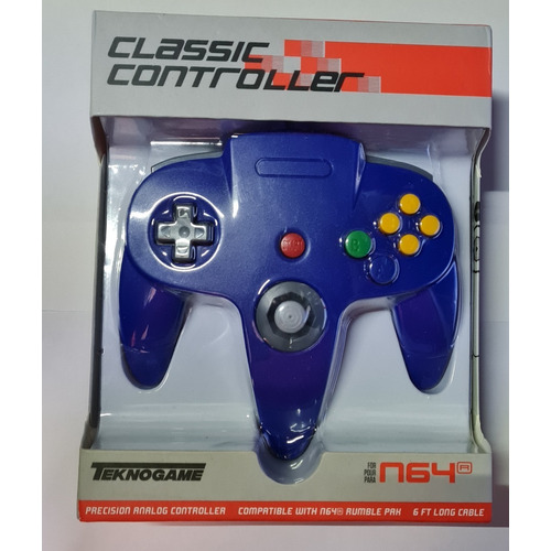 Control Para Nintendo 64/ N64 Teknogame 1.80m Maxima Calidad Color Azul Solido