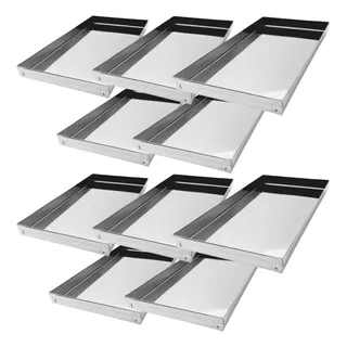 Kit Com 10 Bandeja Canto Liso 35x25x2 Aço Inox