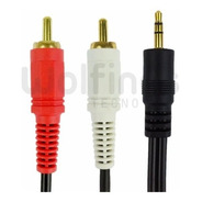 Cable 2 Rca - 1 Miniplug 3,5 Mm. 10 Metros Macho-macho Audio