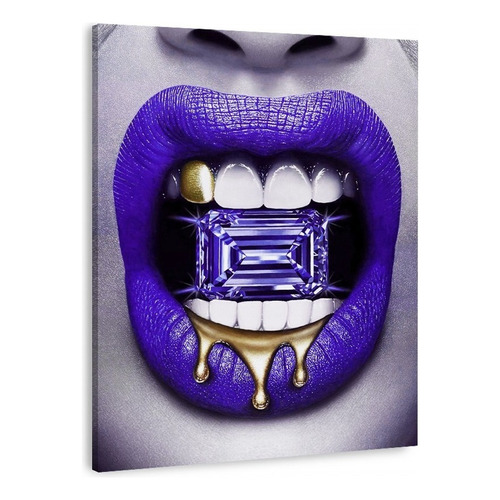 Canvas | Mega Cuadro Decorativo | Labios Azul | 60x40 Color Morado