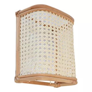 Aplique De Pared Vintage Fibra Natural Artesanal Rattan Deco